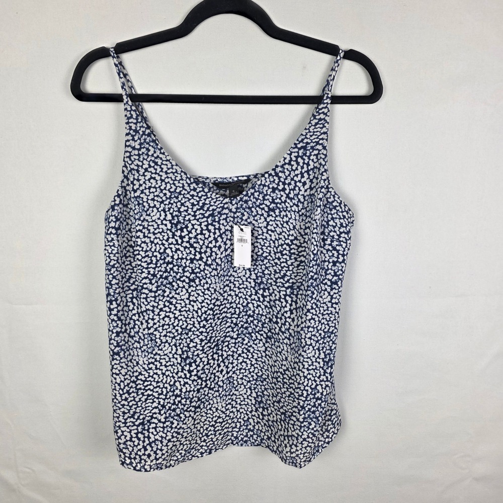 Banana Republic Womens Blue White Abstract Print Cami Spaghetti Strap Tank S NWT